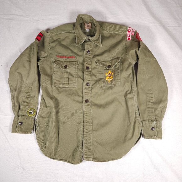 Vintage Boy Scout Uniform Shirt Two Harbors MN First Class Printing Patrol Youth - Picture 1 of 16